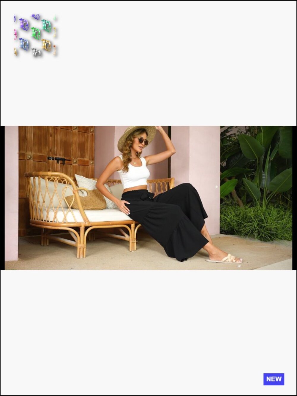 High Waisted Wide Leg Palazzo Pants Casual Flowy Beach Trousers Stretchy - Picture 7 of 7